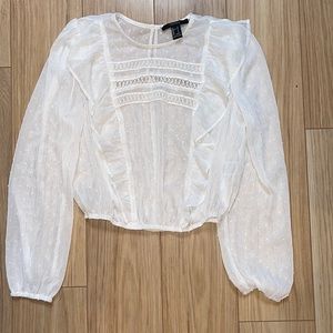 Forever 21 White Blouse with Silver Shimmer Threads TBD D